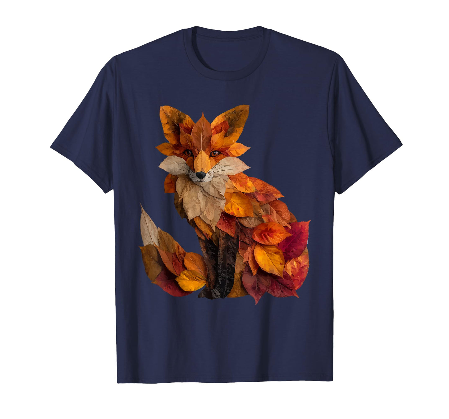 Cute Fox Autumn Leaves Artistic Animal Art Fall Aesthetic T-Shirt