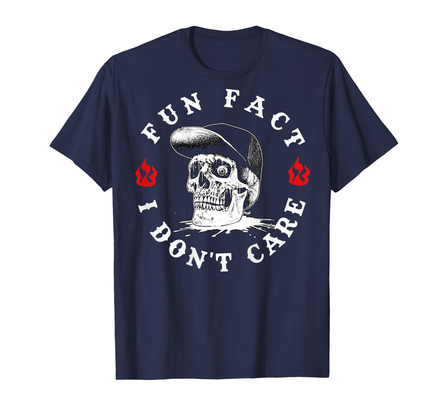 Fun Fact I Don't Care Funny Skeleton Sarcastic (ON Back) T-Shirt