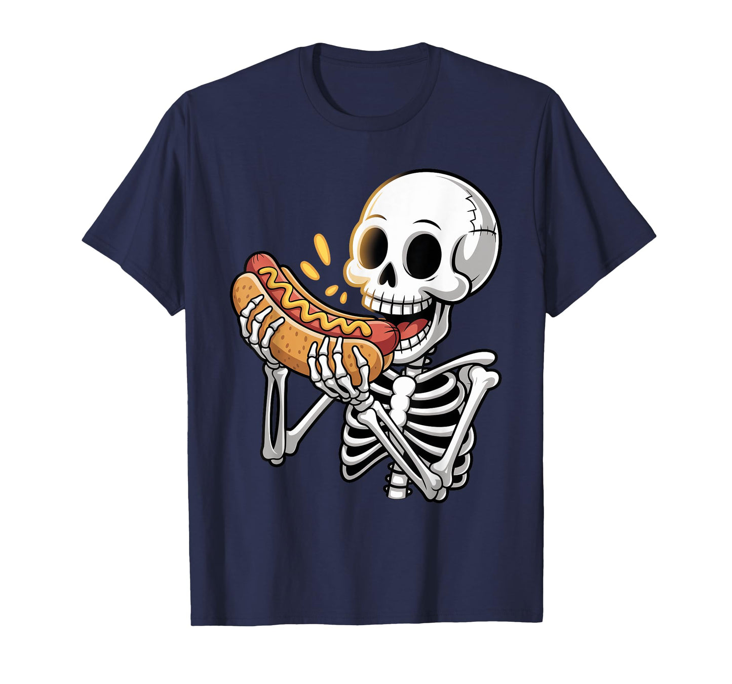 Halloween Skeleton Eating Hot Dog Kids Boys Trick or Treat T-Shirt