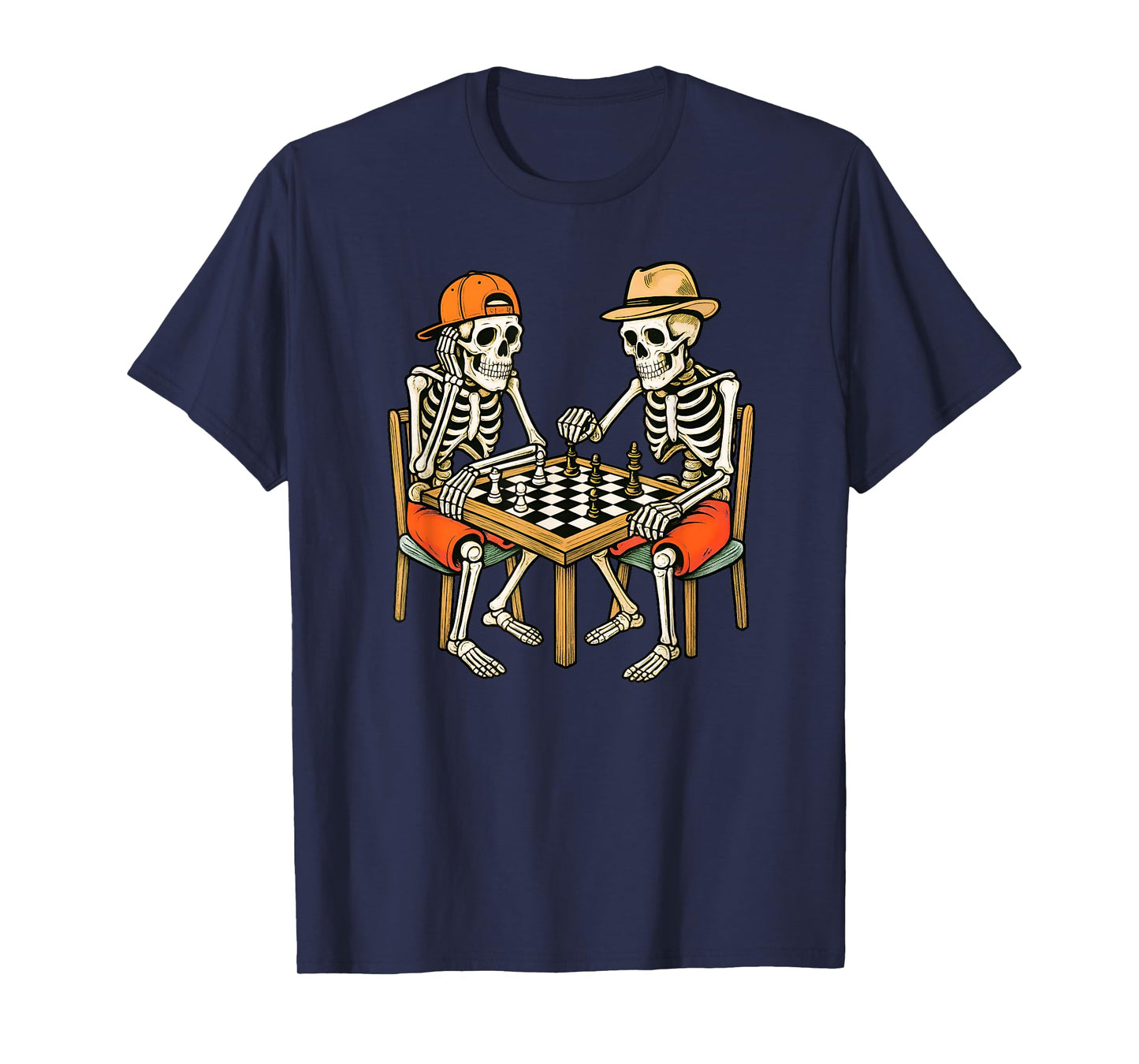 Two Skeleton Playing Chess Halloween T-Shirt