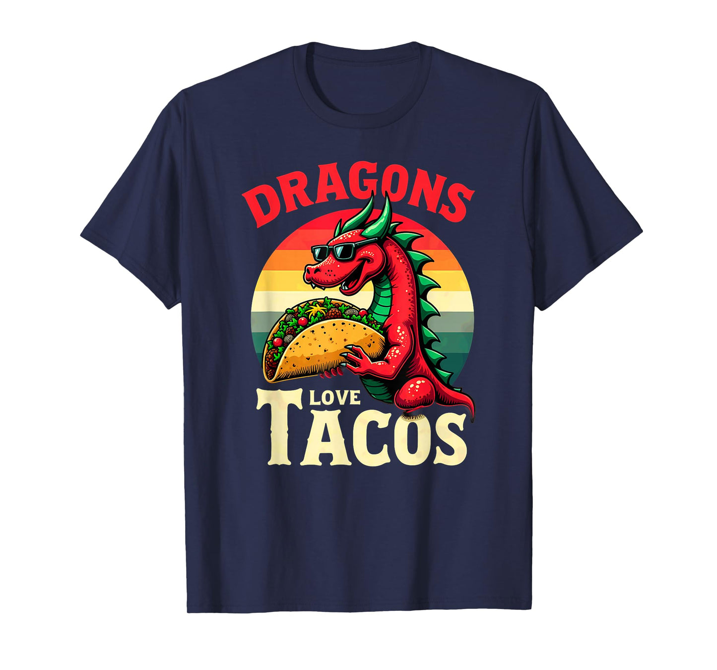 Retro Dragons Love Tacos T-Shirt