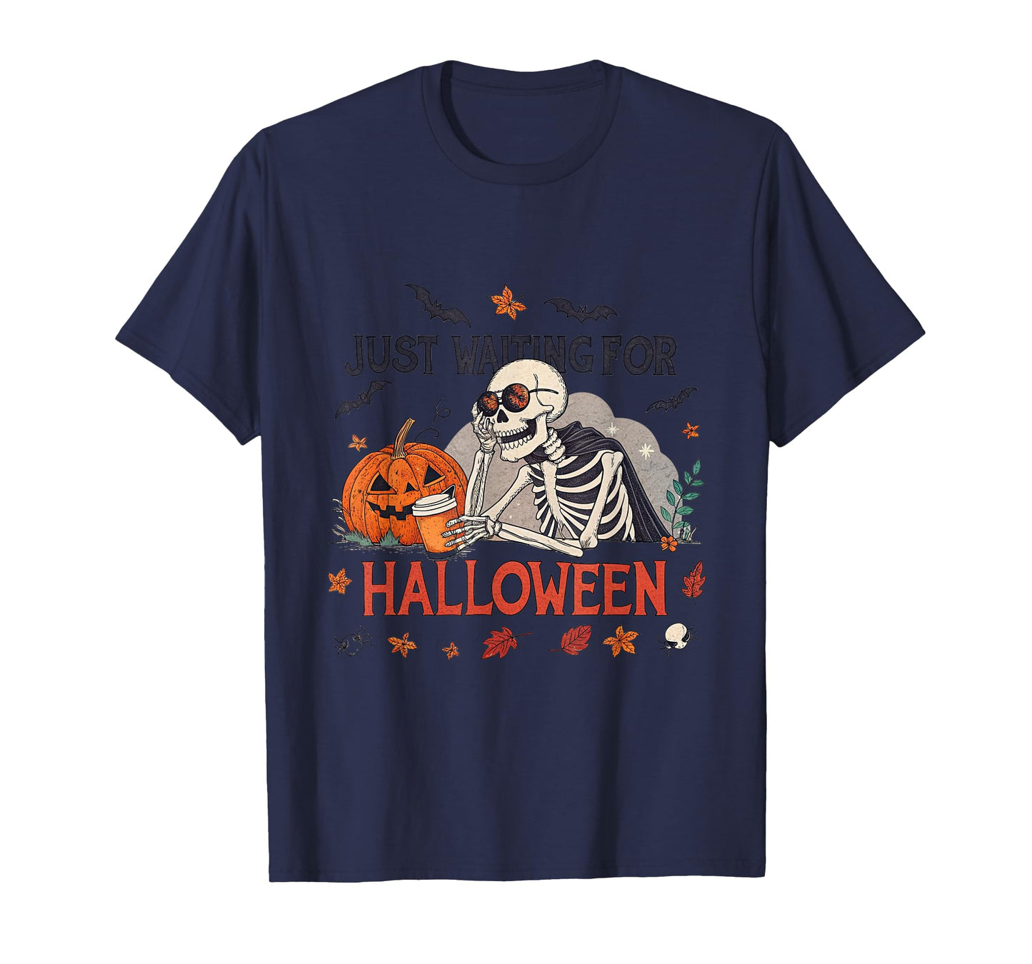 Just Waiting for Halloween Skeleton T-Shirt
