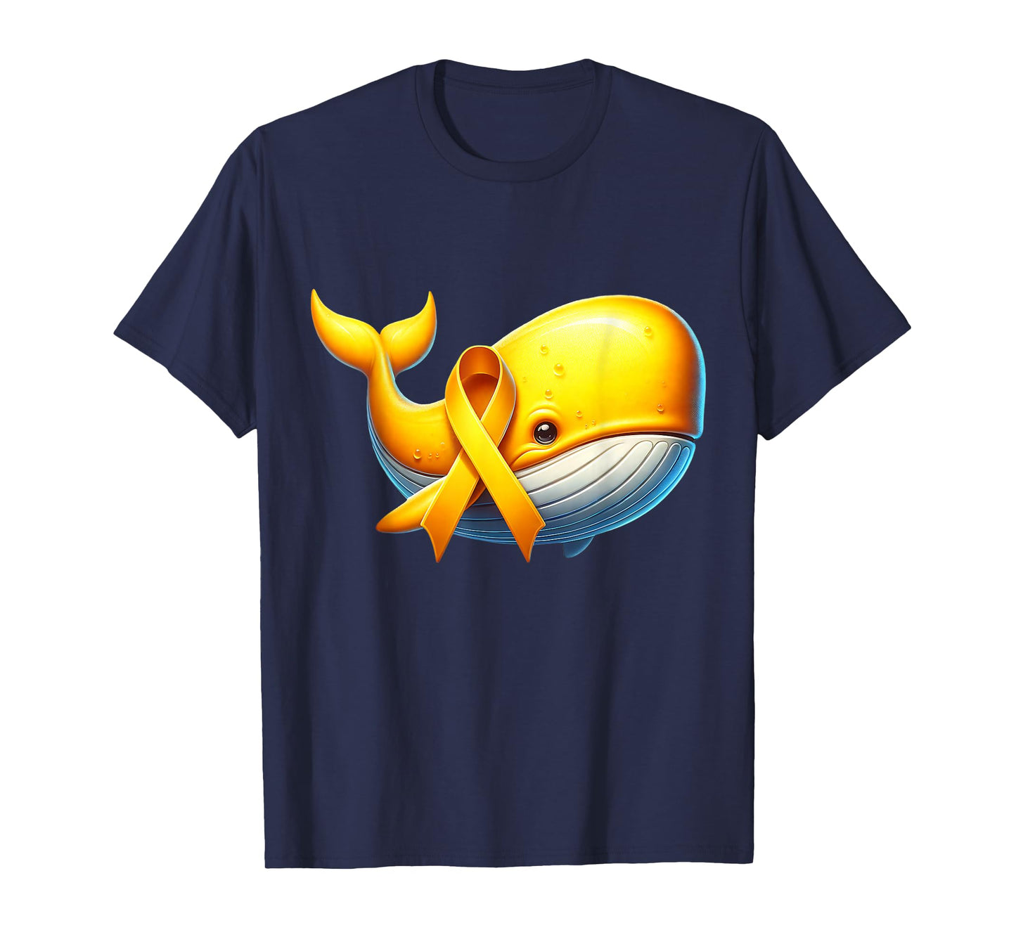 Childhood Cancer Awareness Yellow Ribbon Whale Design Kids T-Shirt