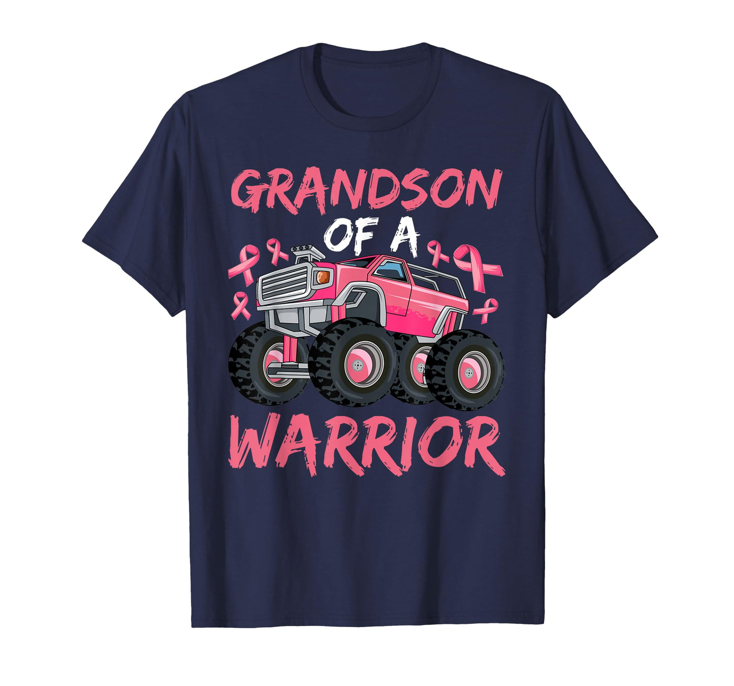 Truck Grandson Of A Warrior Breast Cancer Pink Ribbon T-Shirt