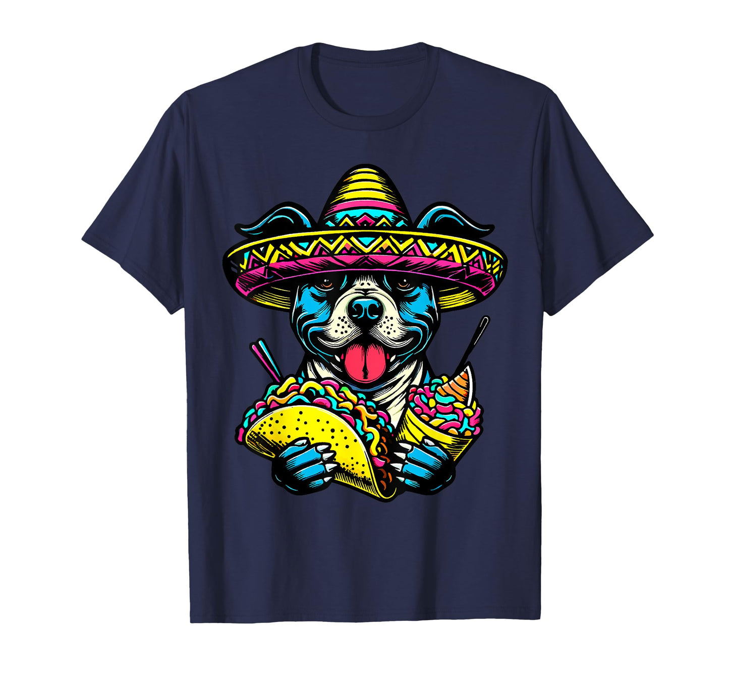 Let's Fiesta Dog Pitbull Cinco De Mayo tacos Sombrero Men Women Kids T-Shirt