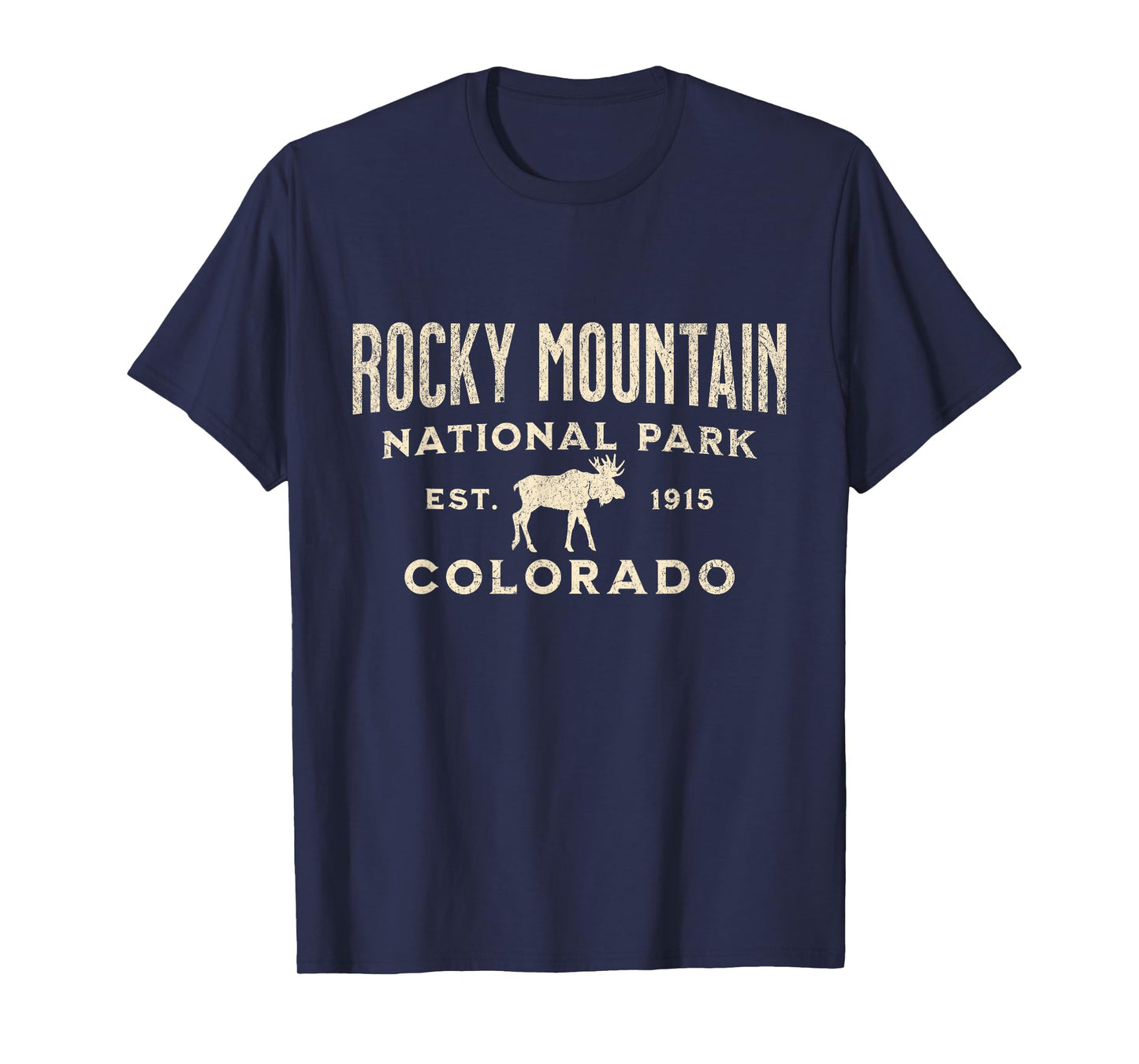 Rocky Mountain National Park Colorado USA Outdoor Unisex-Adults T-Shirt Blue Small Classic Fit Short Sleeve Crew Neck T-Shirt