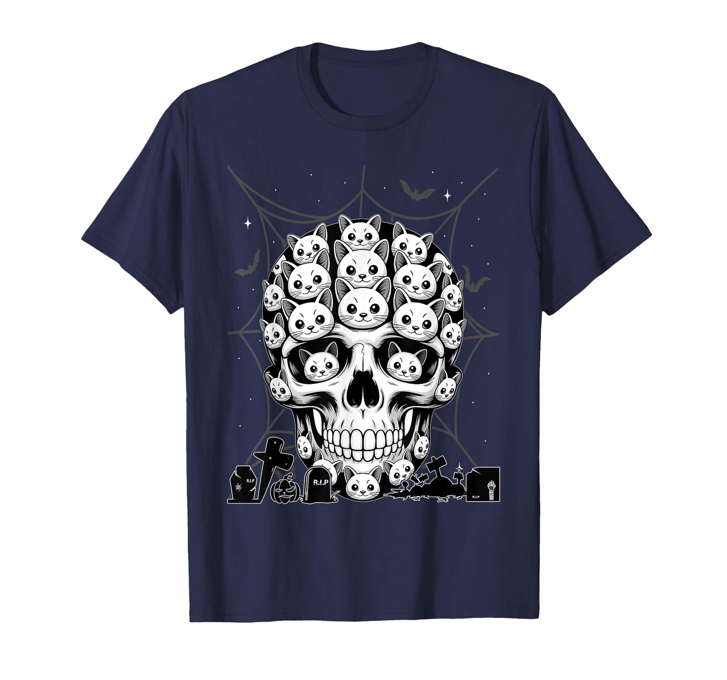 Skeleton Halloween Costume Skull Cat T-Shirt