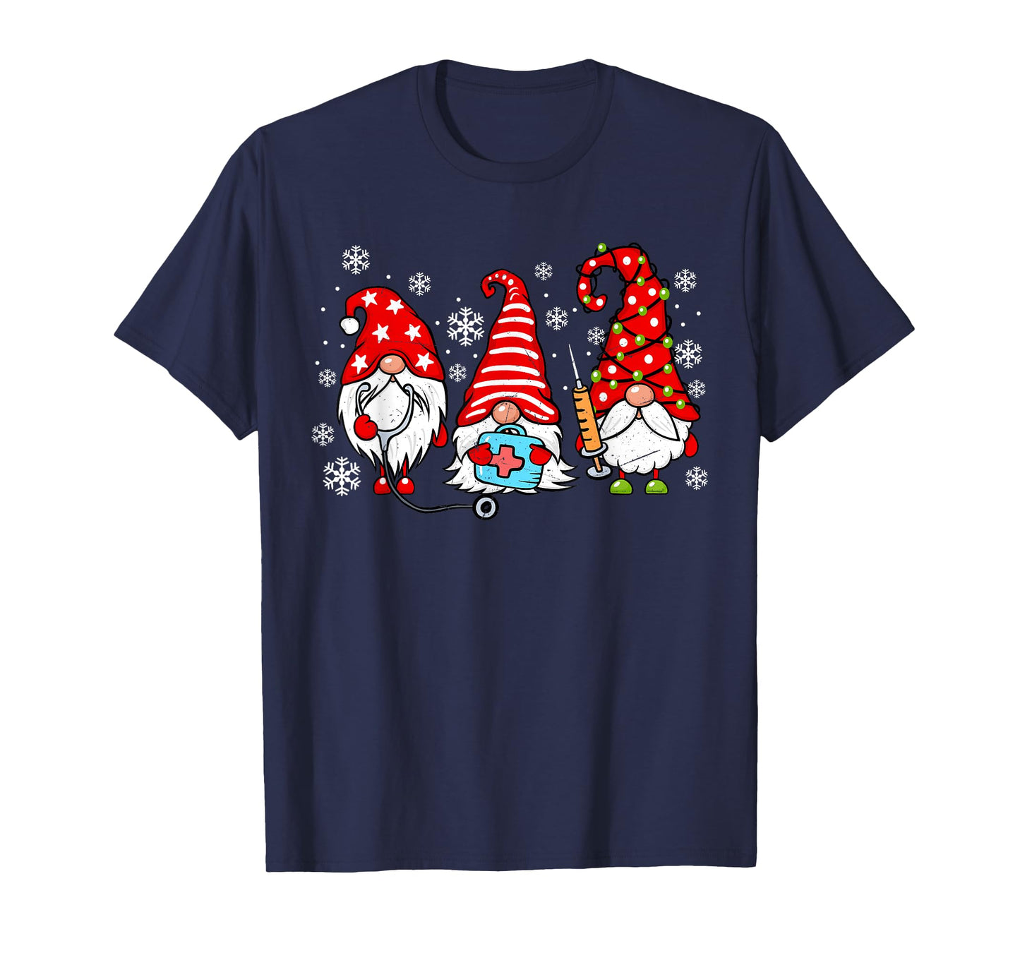 Nurse Christmas Gnomes Xmas Scrub Top ER Rn Nursing Gnomies T-Shirt