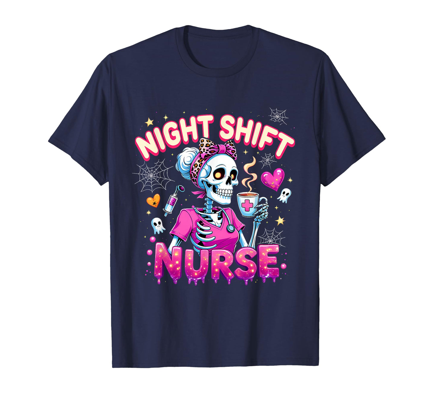 Night Shift Nurse Skeleton Coffee Halloween T-Shirt