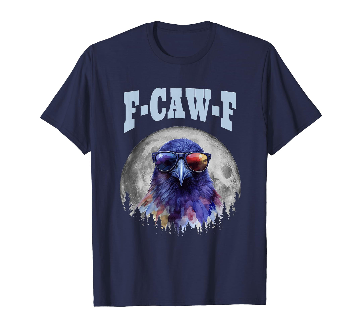F-Caw-F Funny Retro Crow Raven Moon Meme Men Women T-Shirt