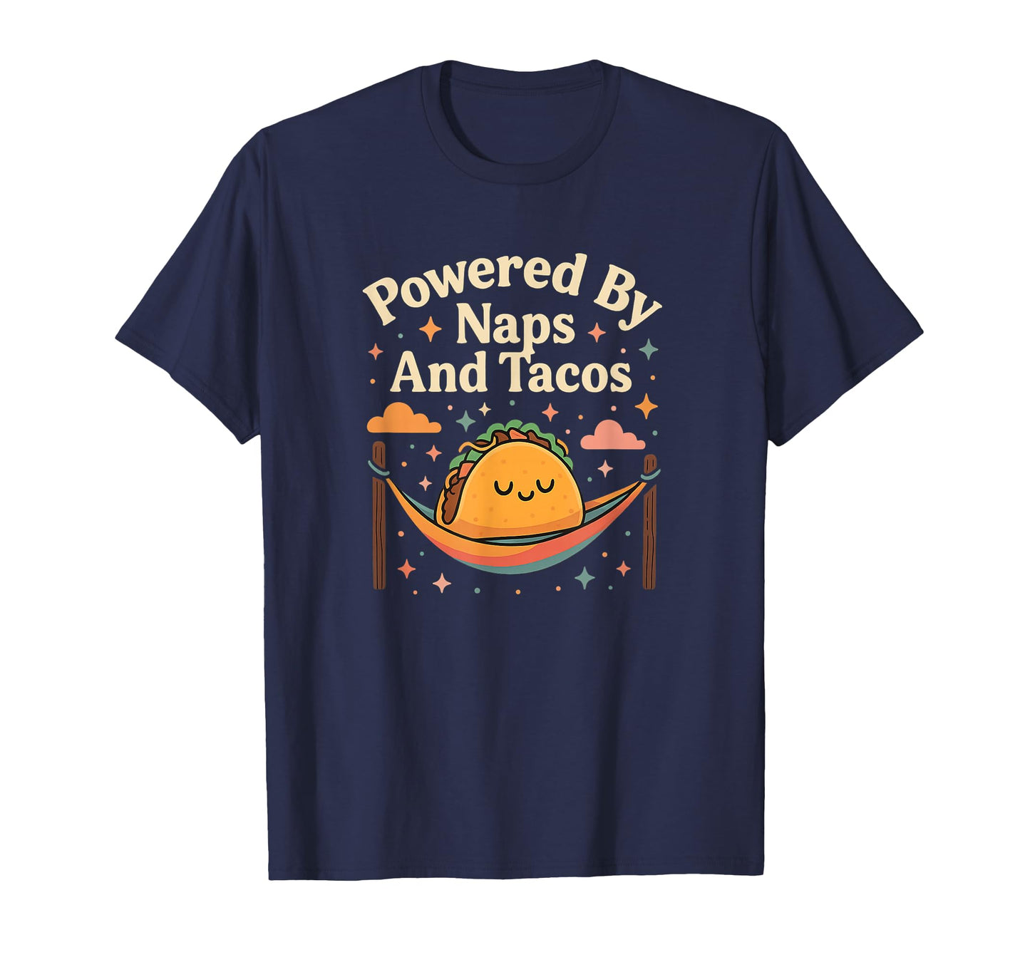 Powered by Naps and Tacos Cute Taco Hammock Pastel Stars T-Shirt