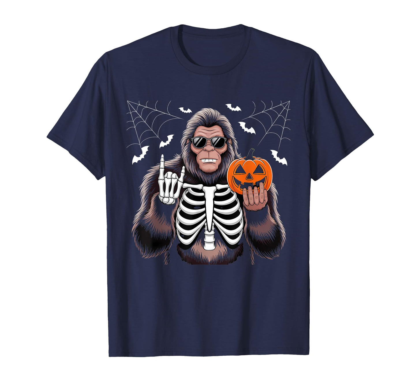 Spooky Bigfoot Jack O Lantern Skeleton Fun Halloween T-Shirt