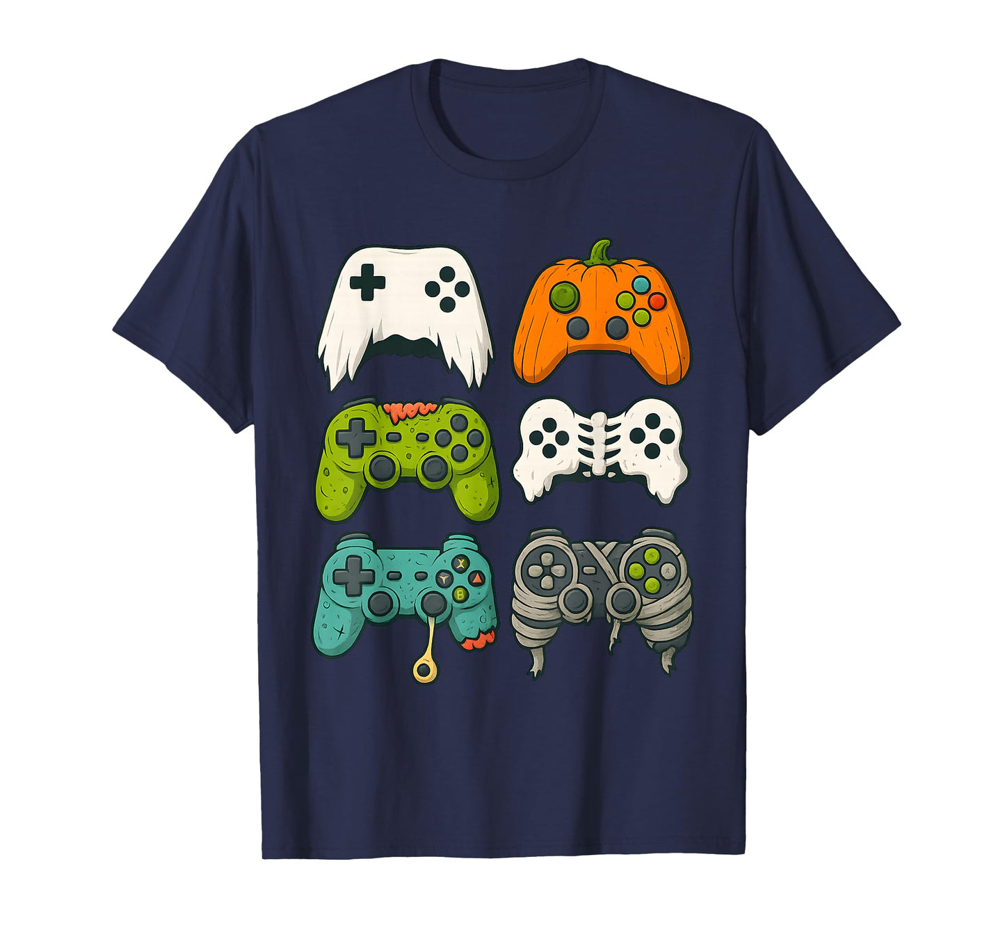 Halloween Skeleton Zombie Gaming Controllers Mummy Boys Kids T-Shirt