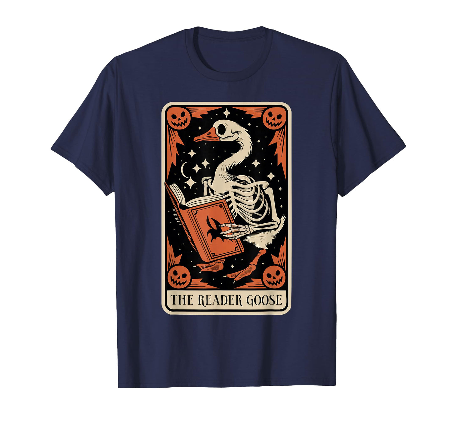 The Reader Goose Tarot Skeleton Design T-Shirt