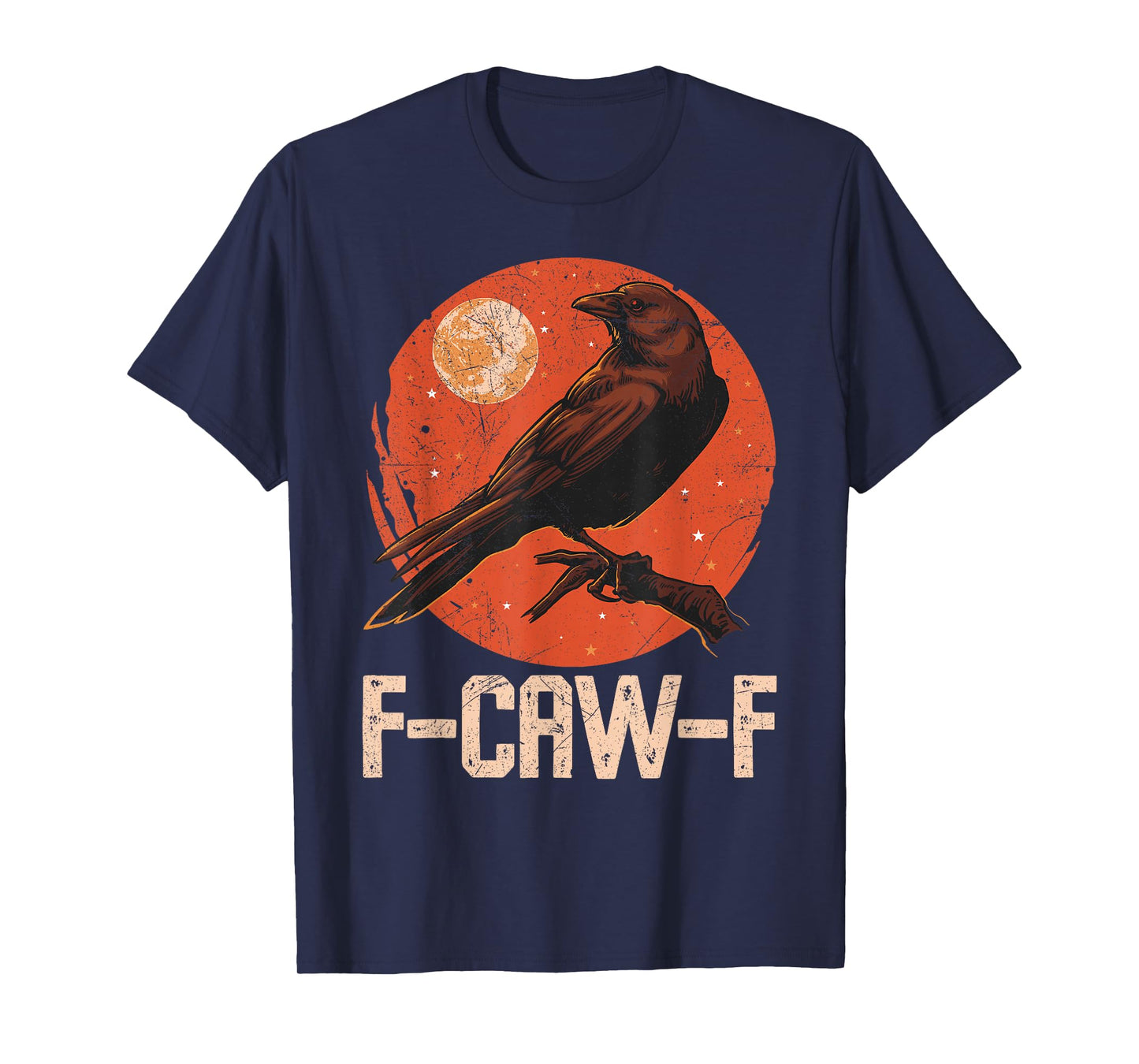 Black Crow F-Caw-F Halloween Funny Bird Moon Gothic Adult T-Shirt