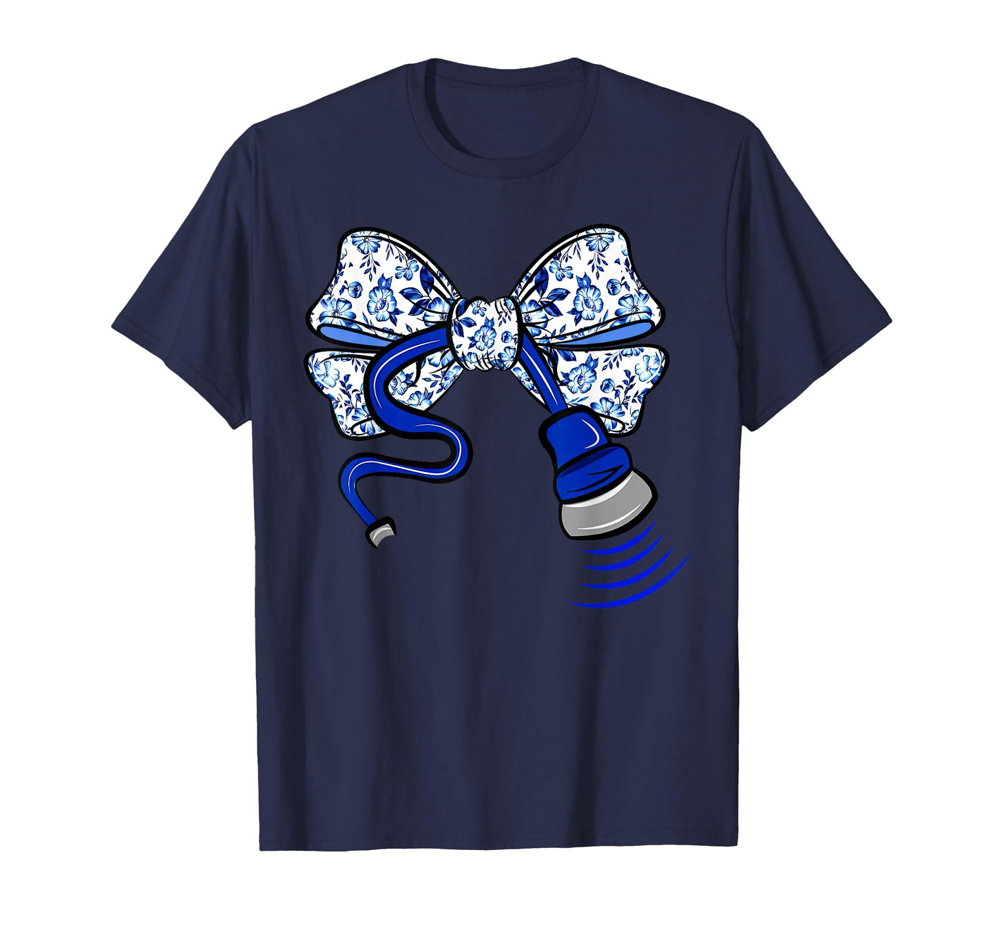 Blue Floral Coquette Bow Ultrasound Nurse Sonographer OBGYN T-Shirt