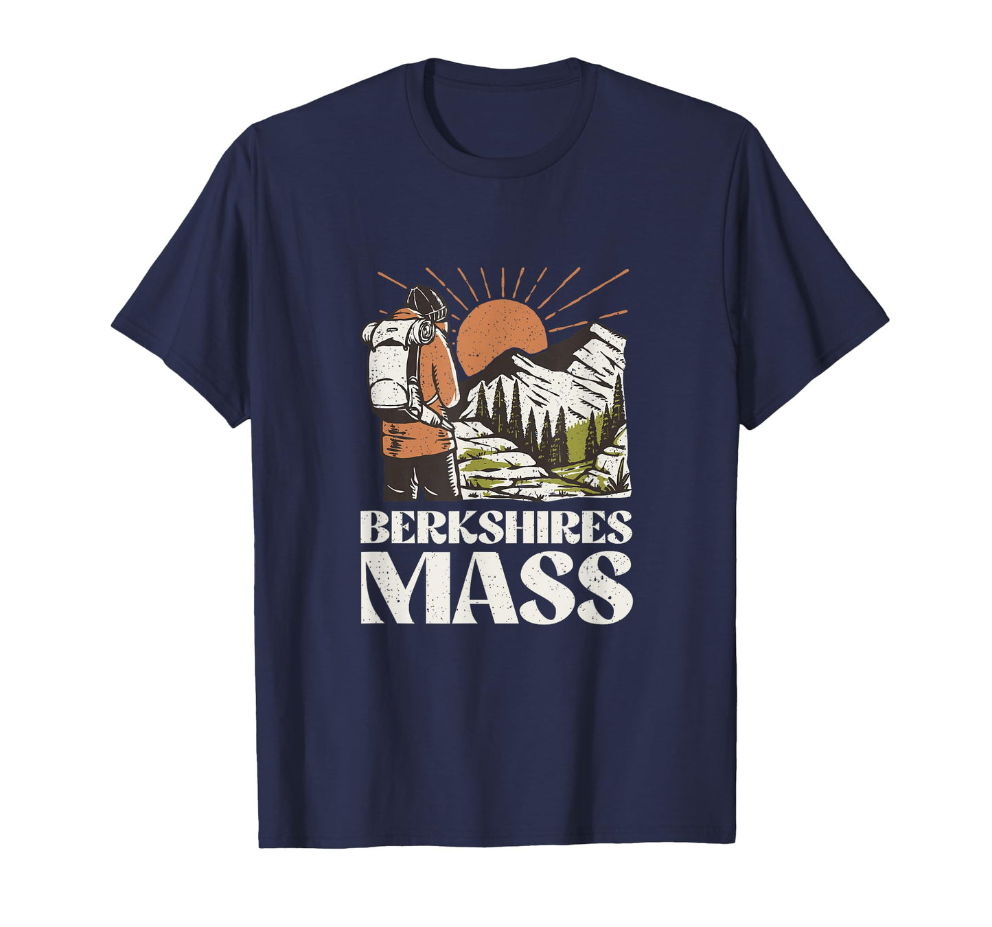 Vintage Hiker on Mountain Berkshires Mass Hiking T-Shirt