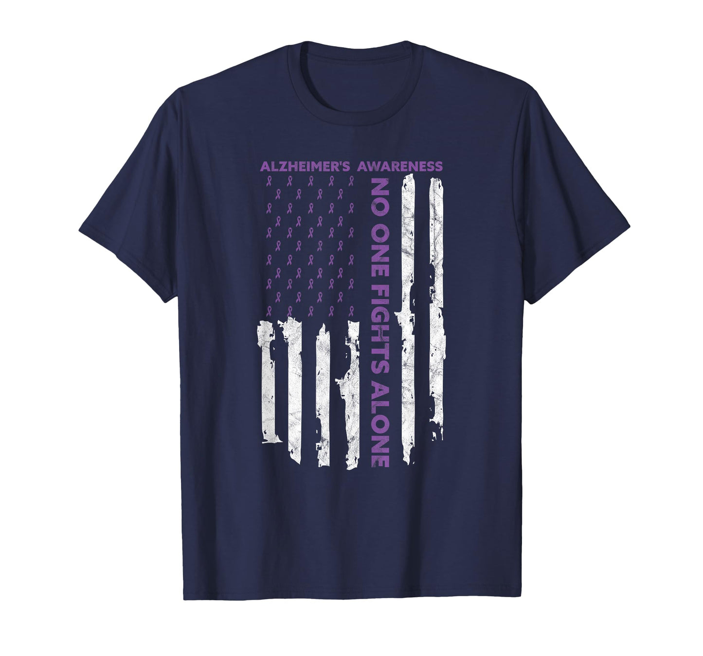 Alzheimer's Awareness Month American Flag Warrior Dementia T-Shirt