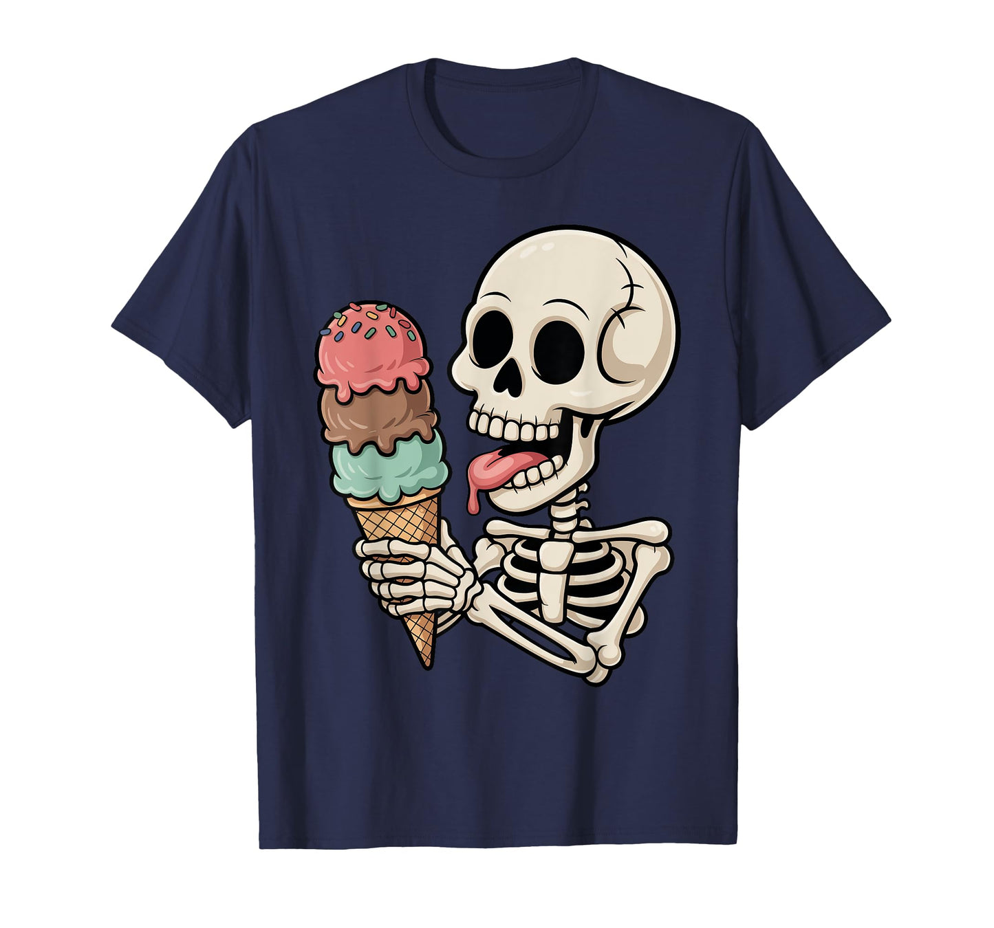 Halloween Skeleton Eating Ice Cream Costume Trick or Treat T-Shirt
