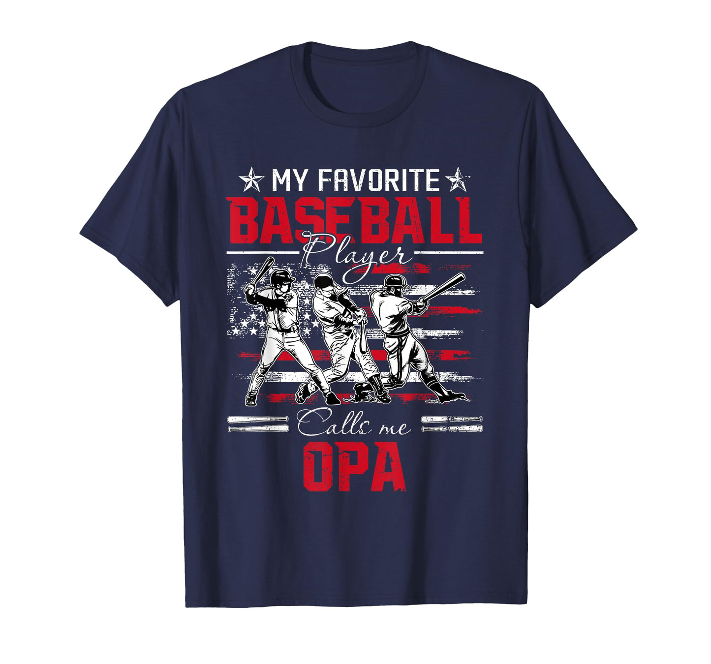 My Favorite Baseball Player Calls Me Opa American Flag T-Shirt
