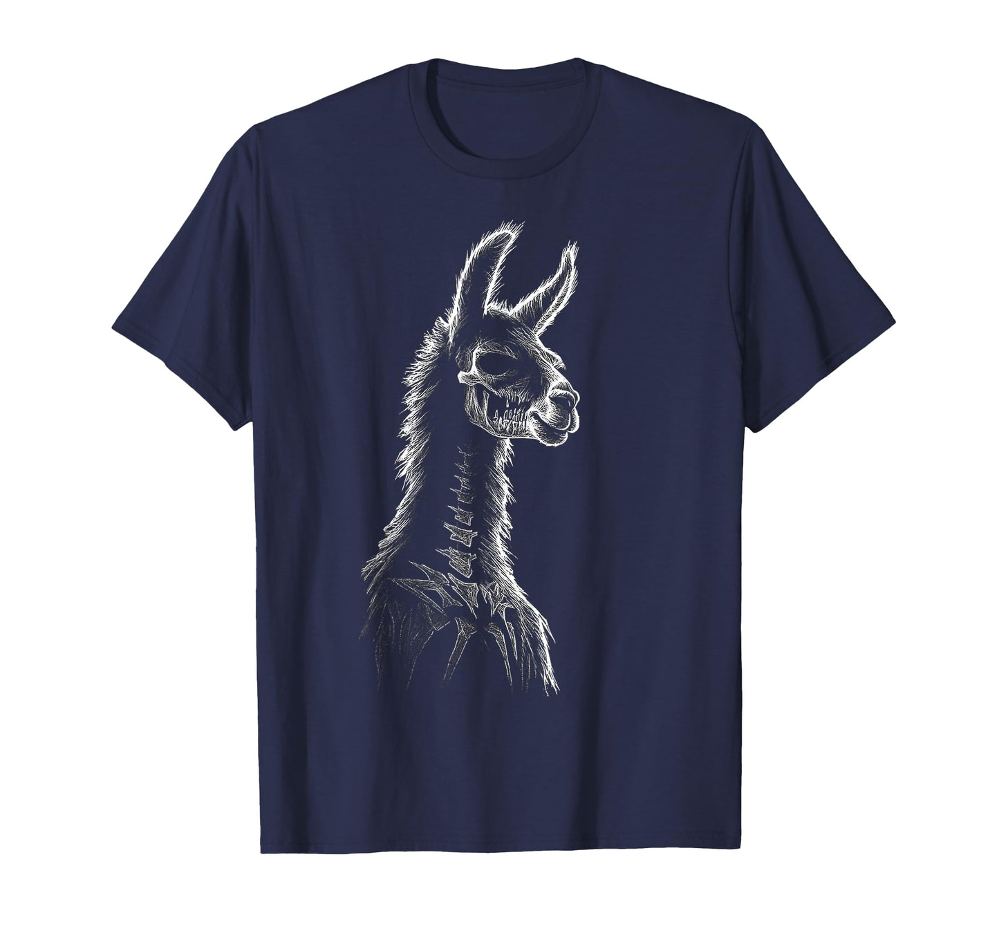 Halloween Llama Skeleton Portrat Drawing Animal Halloween T-Shirt