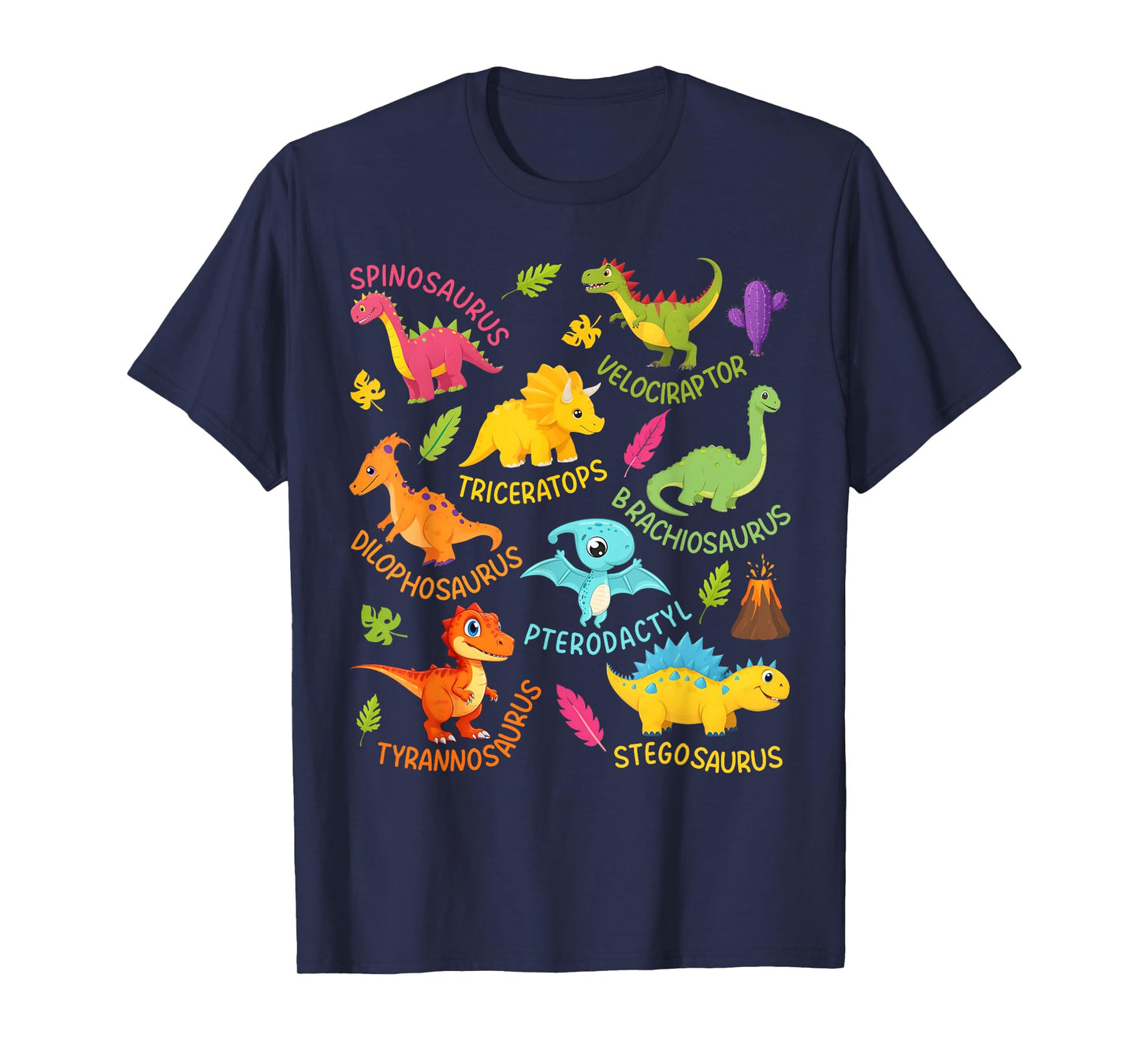 Types Of Dinosaurs Cute Dinosaur Outfit Boys Girls Kids T-Shirt
