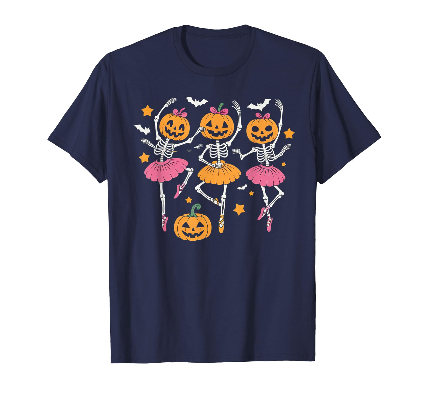 Girls Halloween Ballet Skeleton Pumpkin Skeleton Women Gifts T-Shirt