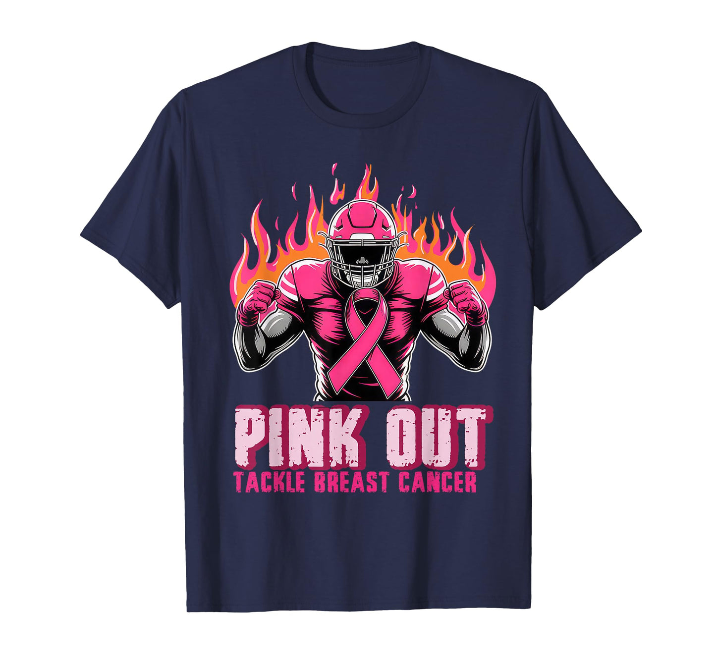 Football Pink Out Team Breast Cancer Awareness Month Men Boy T-Shirt