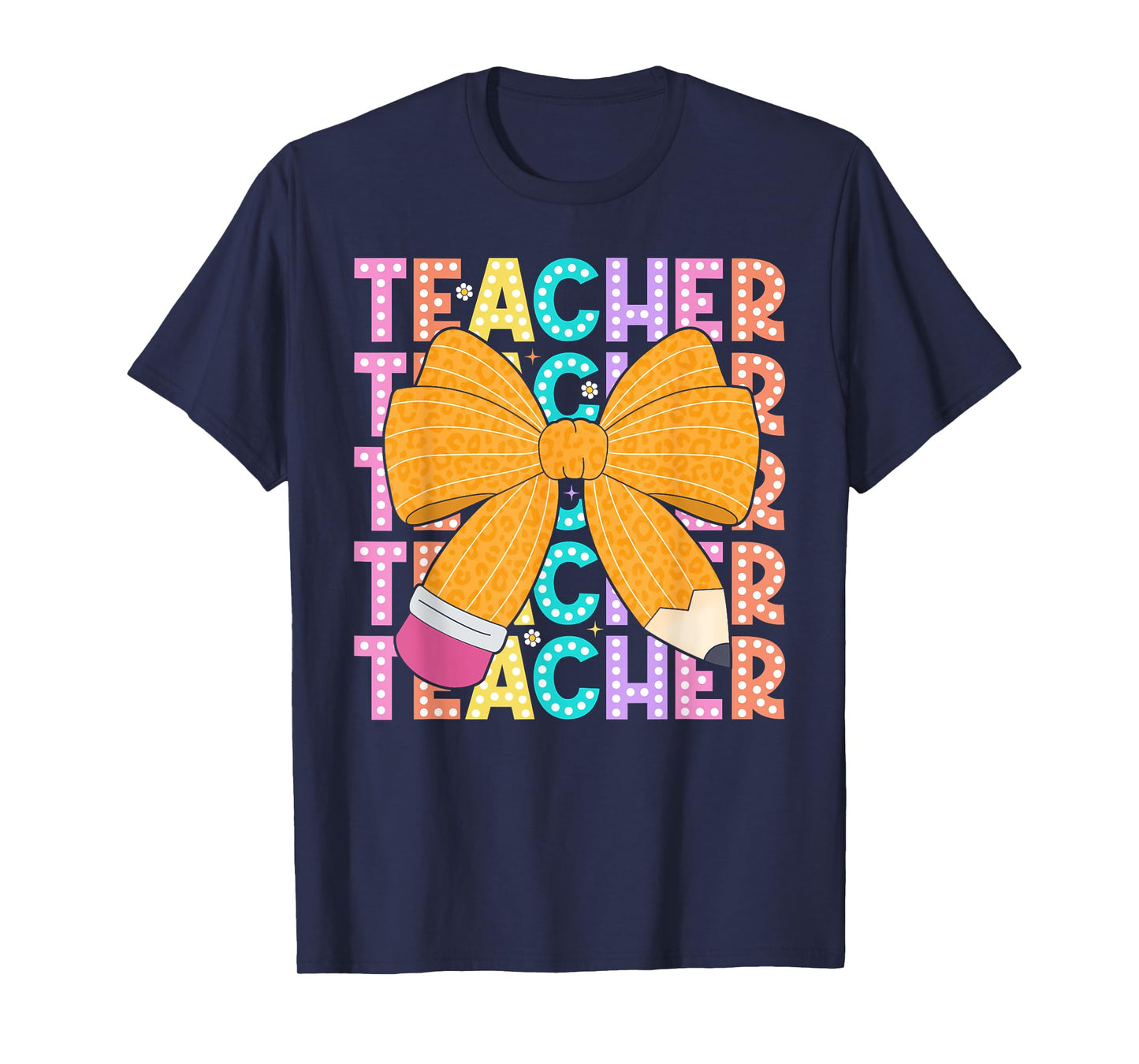 Cute Coquette Bow Teacher Happy First Day Back To School T-Shirt