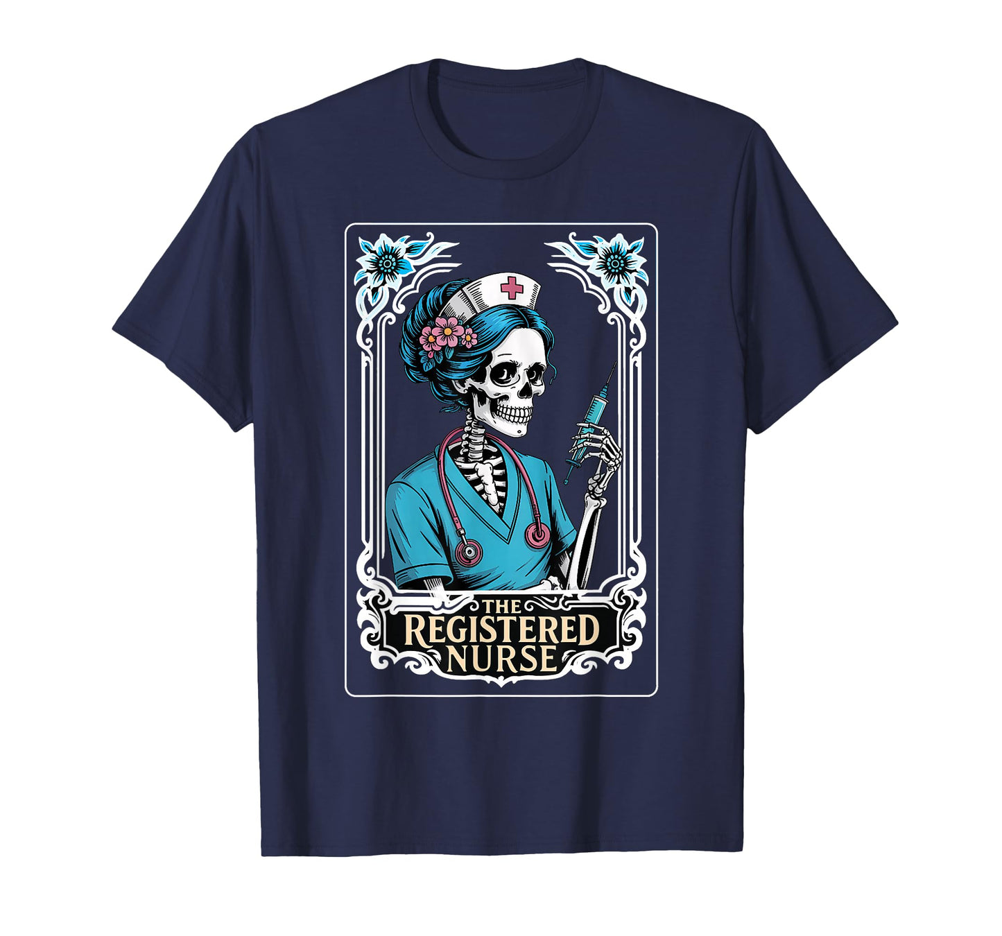 The Nurse Skeleton Tarot Card Nursing Horror Doctor Spooky T-Shirt