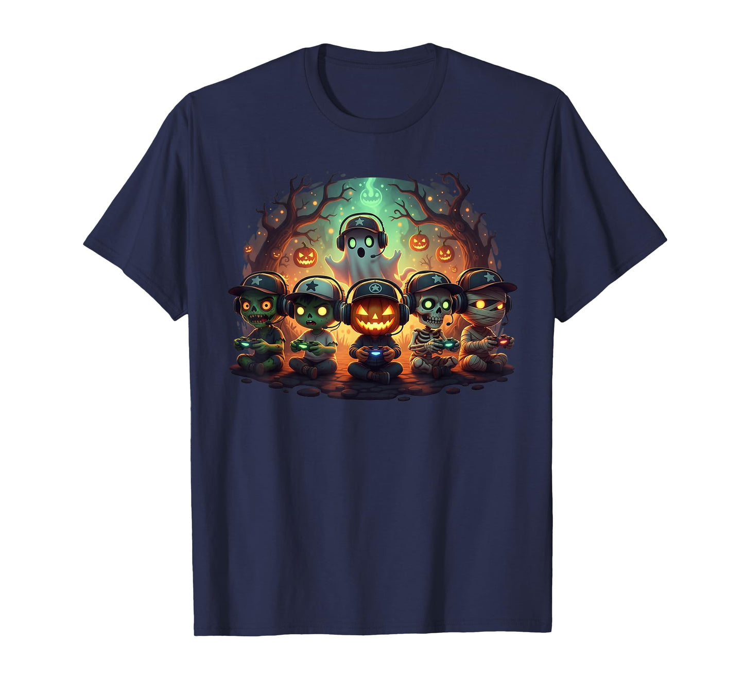 Halloween Ghost Skeleton Gamer Funny Video Gaming Lovers T-Shirt