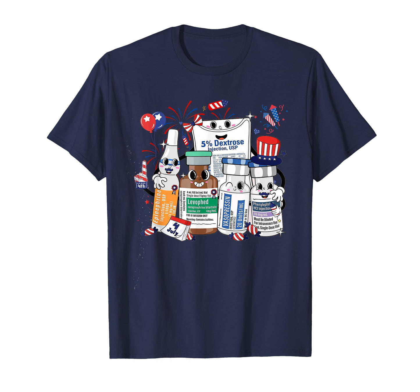 Red White Blue ICU Nurse Crew 4th of July Independence Day T-Shirt for Women Men