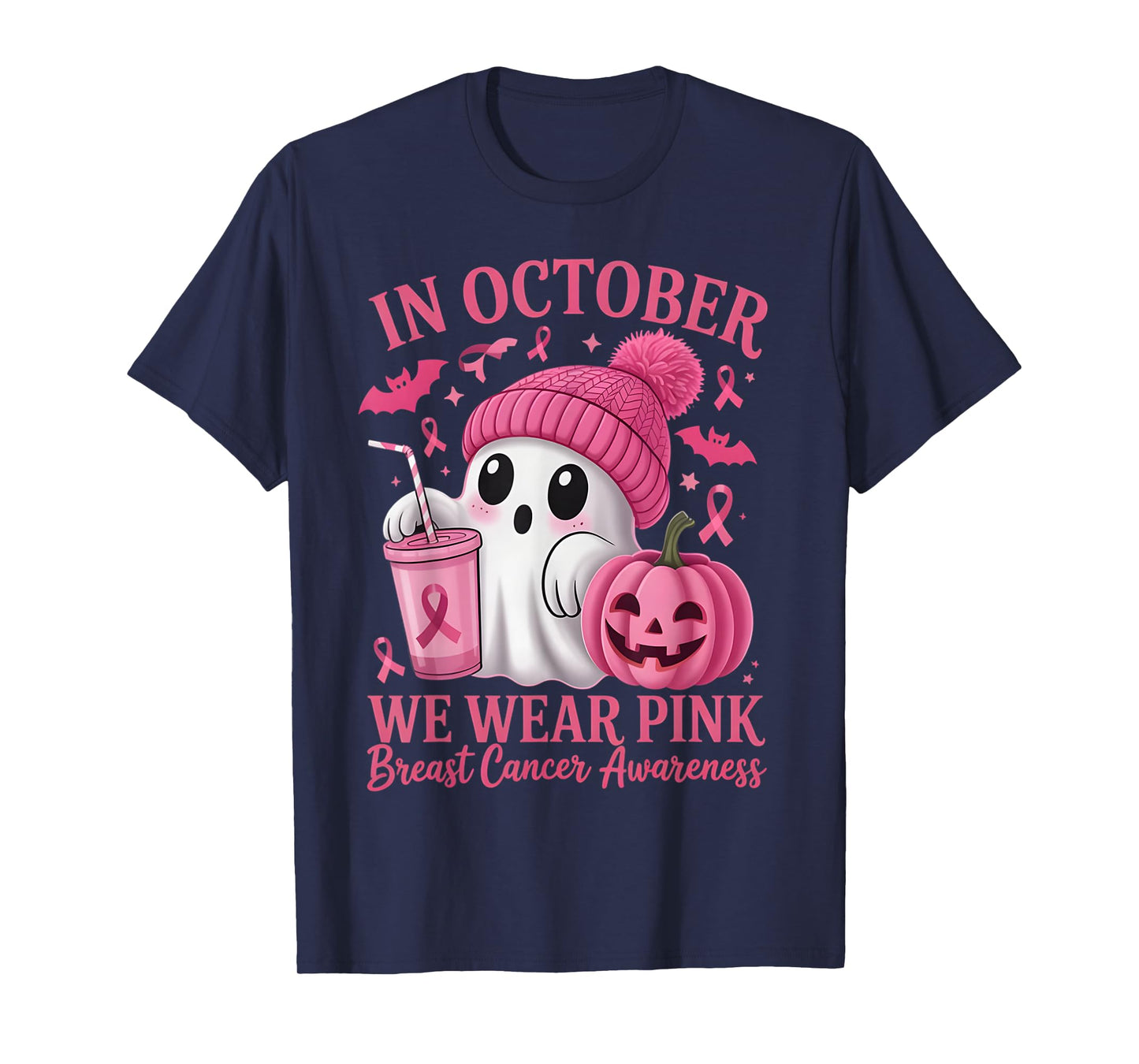 Breast Cancer Halloween Women in October We Wear Pink Gifts T-Shirt