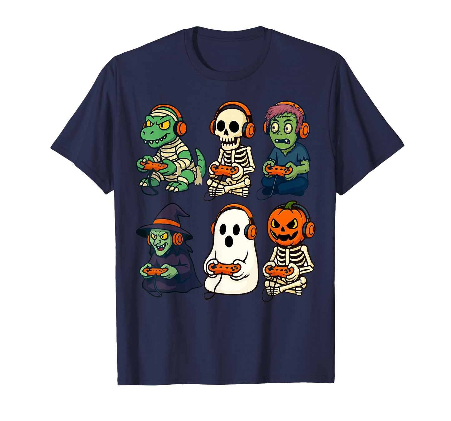 Halloween Boys Kids Gamer Dinosaur Skeleton Ghost Witch T-Shirt
