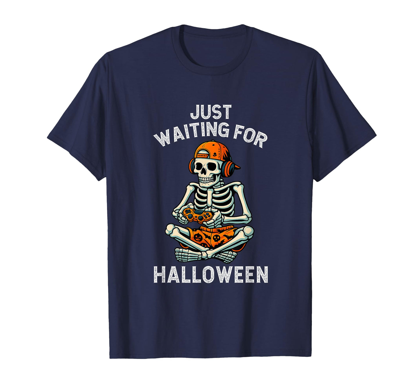 Funny Skeleton Gaming Waiting for Halloween Gamer Teen Boy T-Shirt