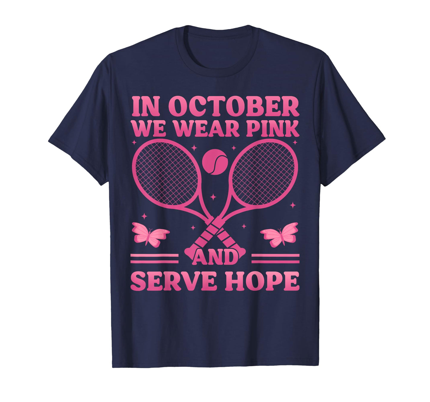 Serve Hope Groovy Pink Tennis Breast Cancer Awareness Month T-Shirt
