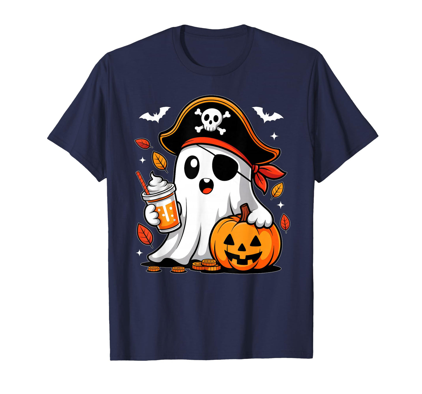 Cute Ghost Pumpkin Pirate Halloween Costume Boys Girls Kids T-Shirt
