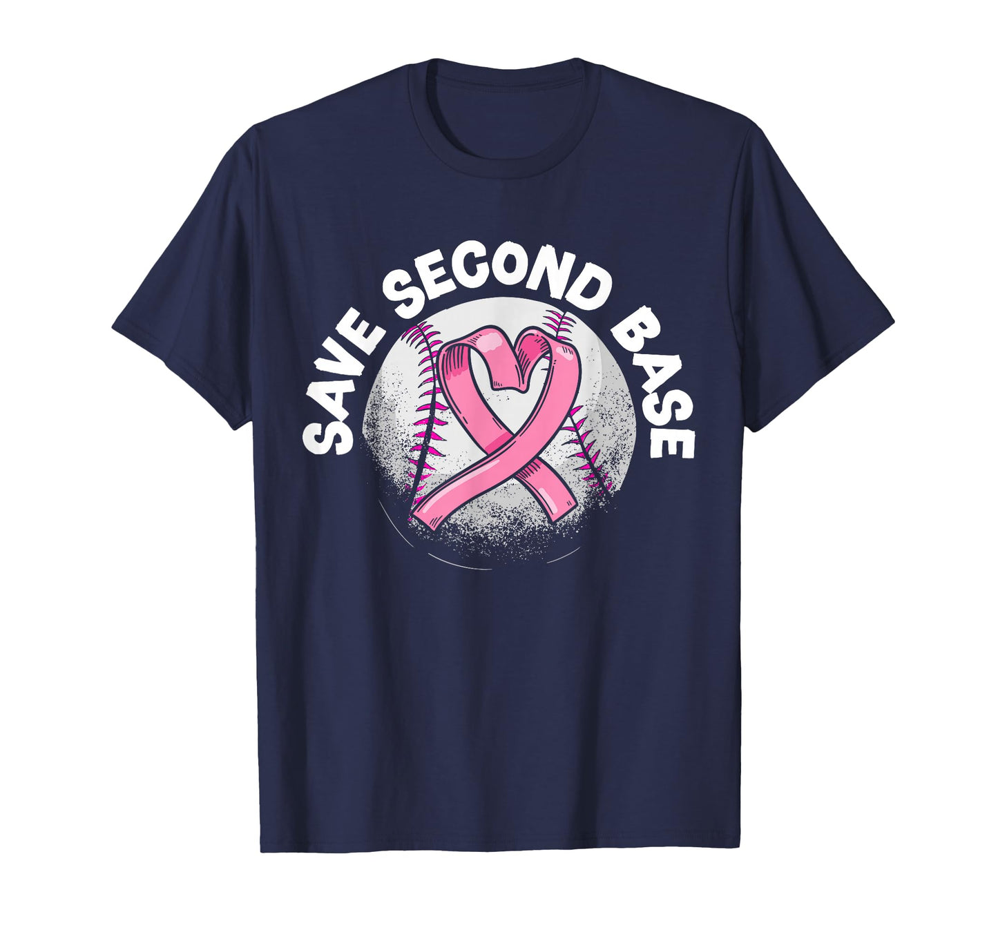 Save 2nd Base Baseball Player Breast Cancer Awareness T-Shirt