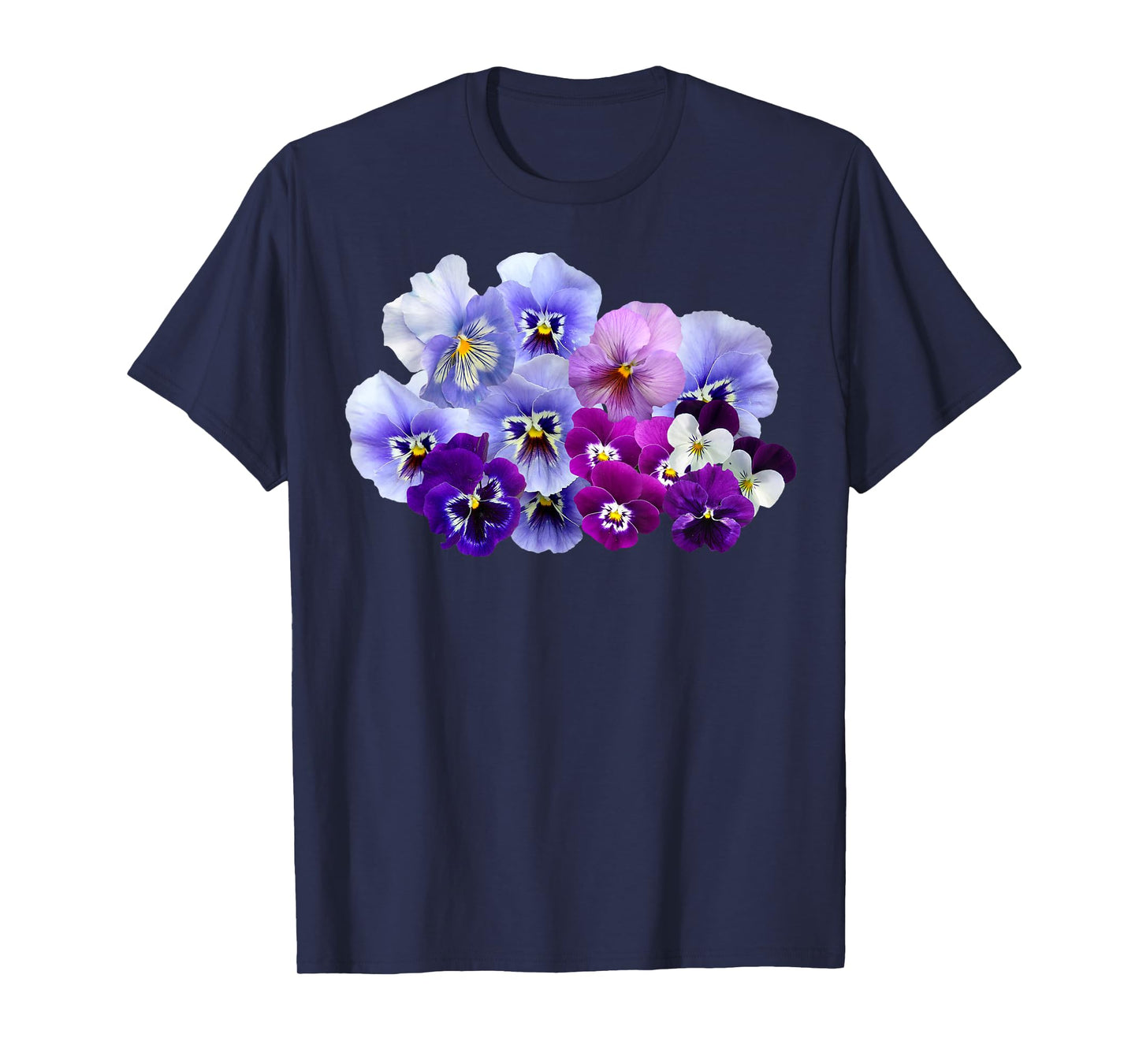 Purple and Blue Pansies Flower Gardening Pansy Lover Design T-Shirt