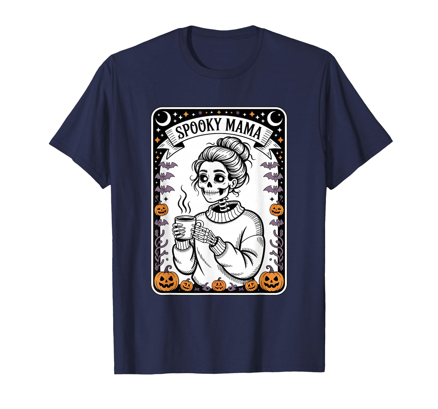 Tarot Spooky Mama Halloween Cute Skeleton Mom Coffee T-Shirt