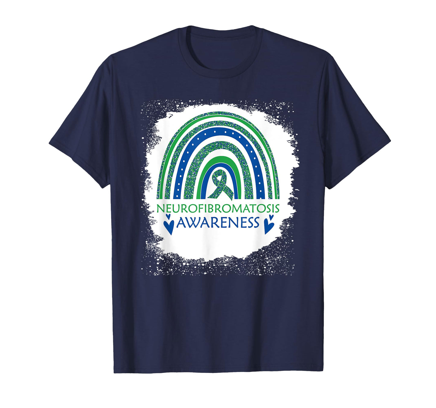 Neurofibromatosis Awareness Bleach Rainbow Blue Green Ribon T-Shirt