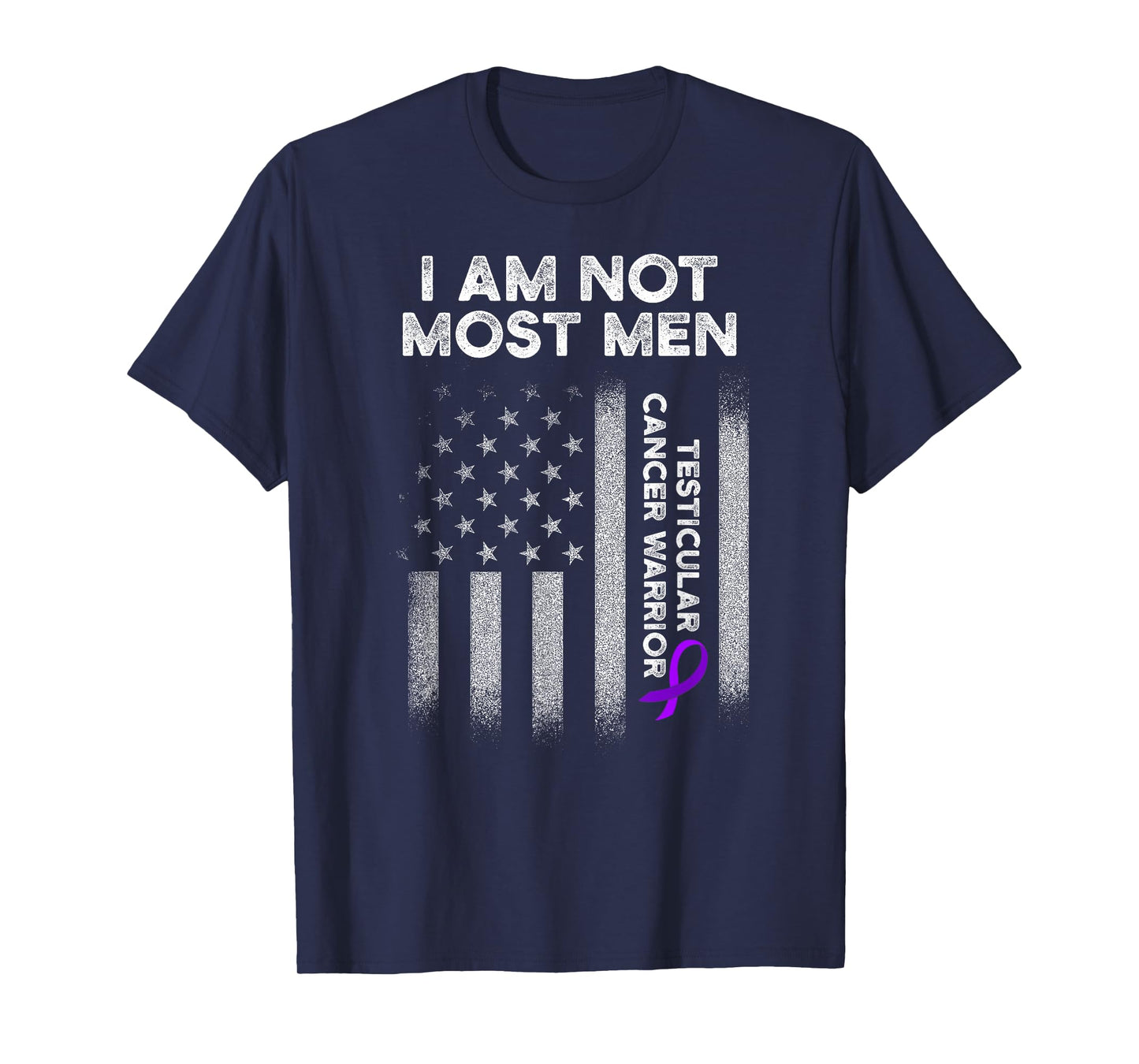 Testicular Cancer Survivor Most Men Purple Ribbon Warrior T-Shirt