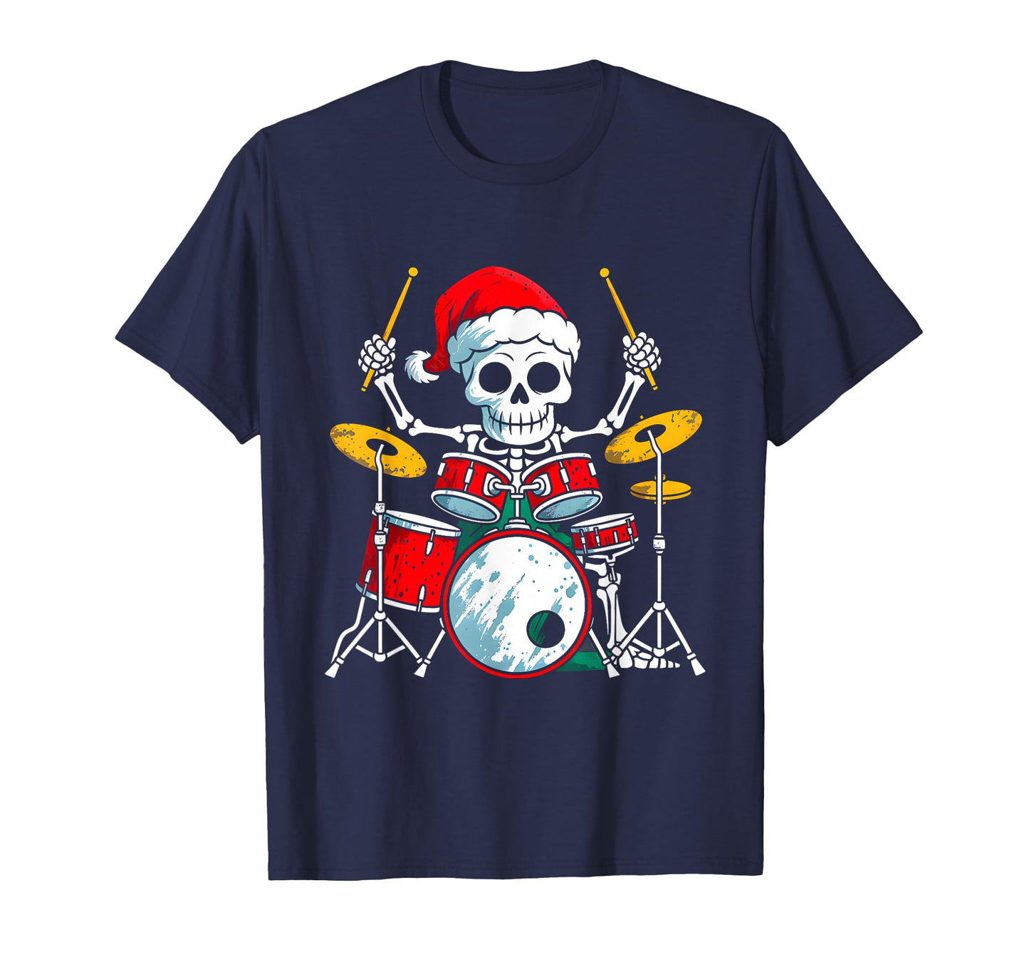 Skeleten Playing Drum Funny Halloween Costume Boys Kids T-Shirt