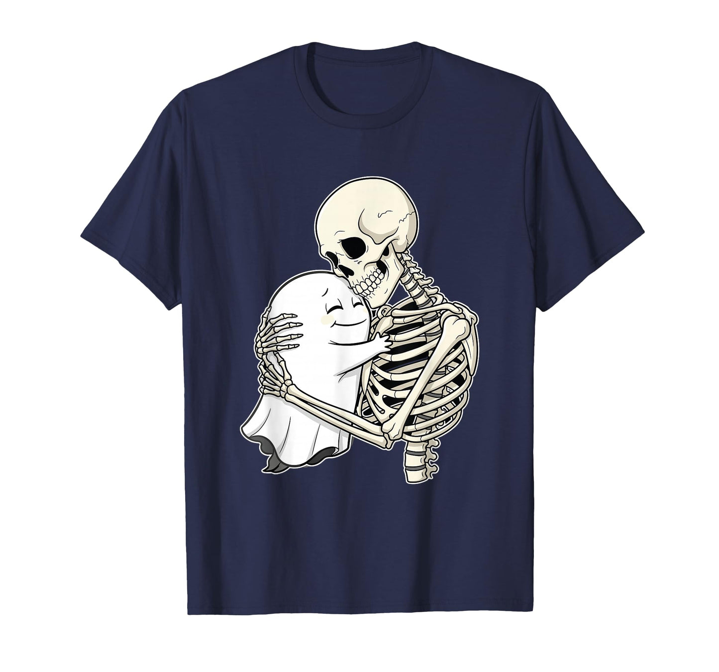Cute Skeleton Hugging Boo Ghost Halloween T-Shirt