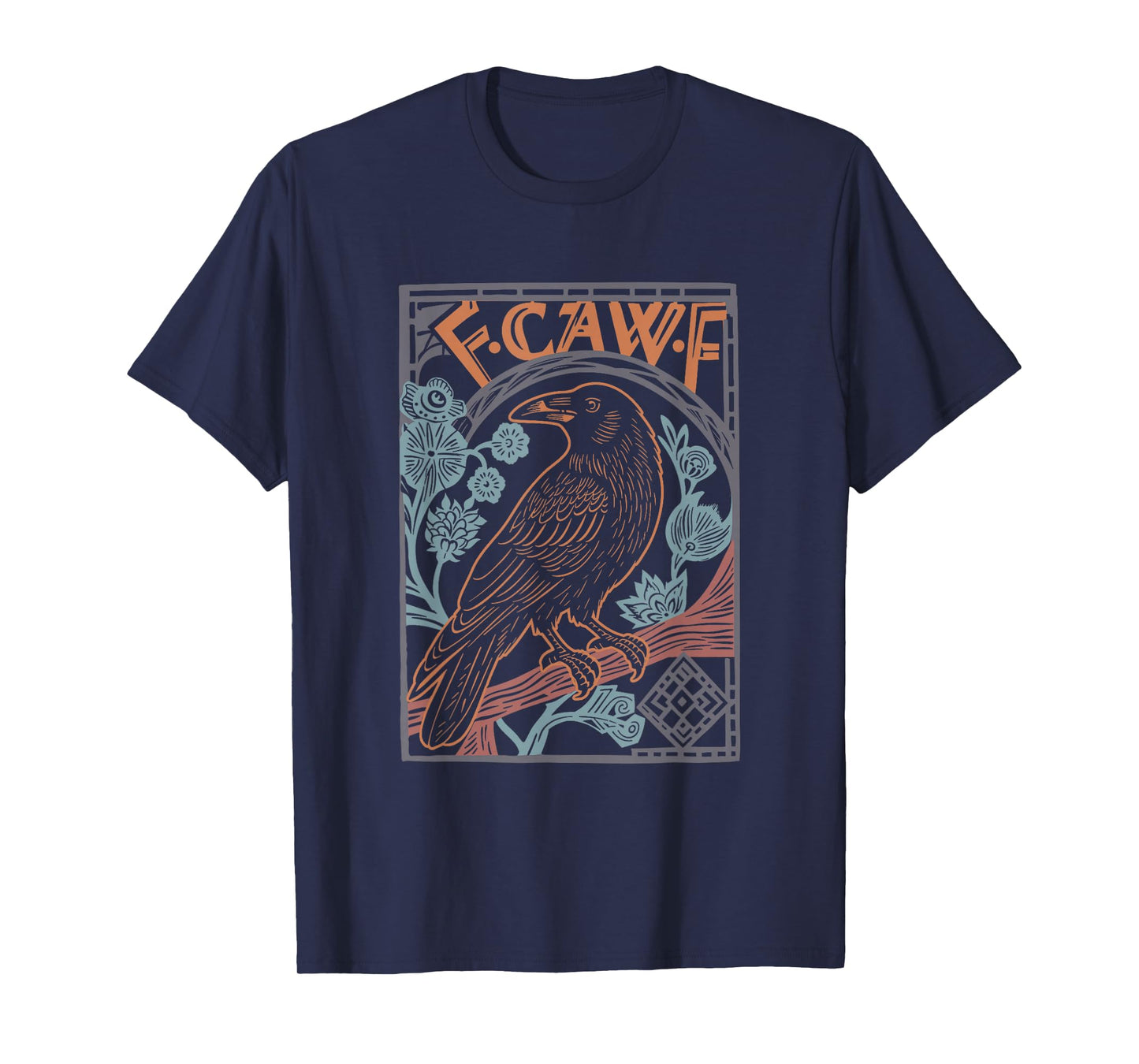 Retro F-Caw-F Black Crow Funny Black Bird Saying Meme Dark T-Shirt
