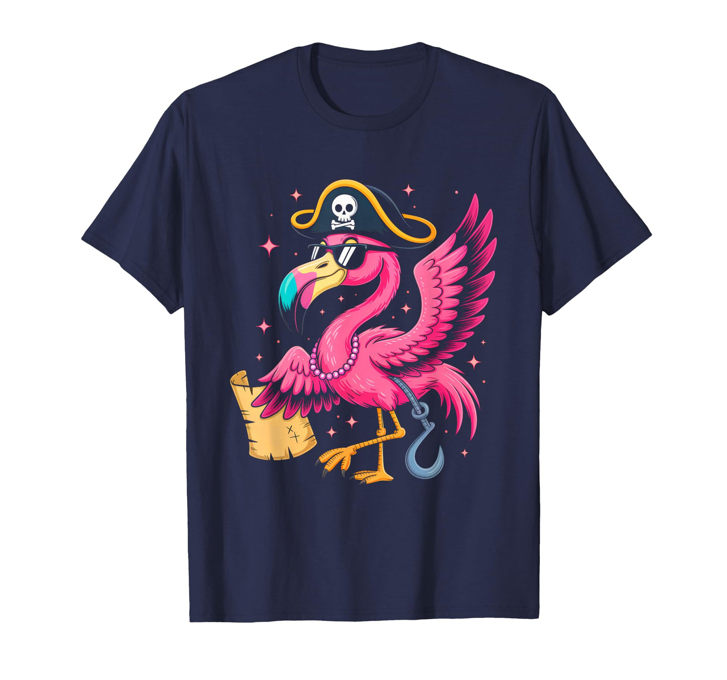 Pink Flamingo Pirate Women Girl Kids Funny Halloween Costume T-Shirt