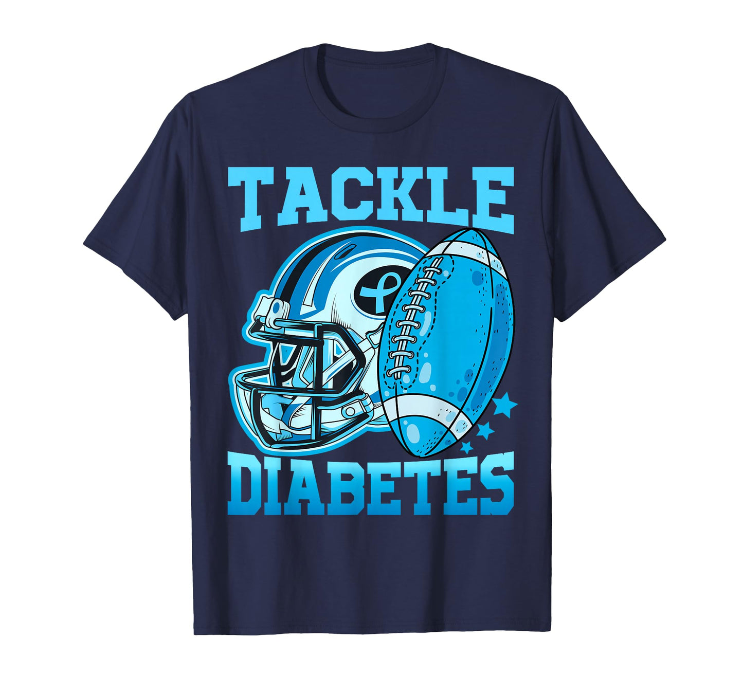 Tackle Diabetic Type 1 Blue Football Diabetes Awareness Men T-Shirt