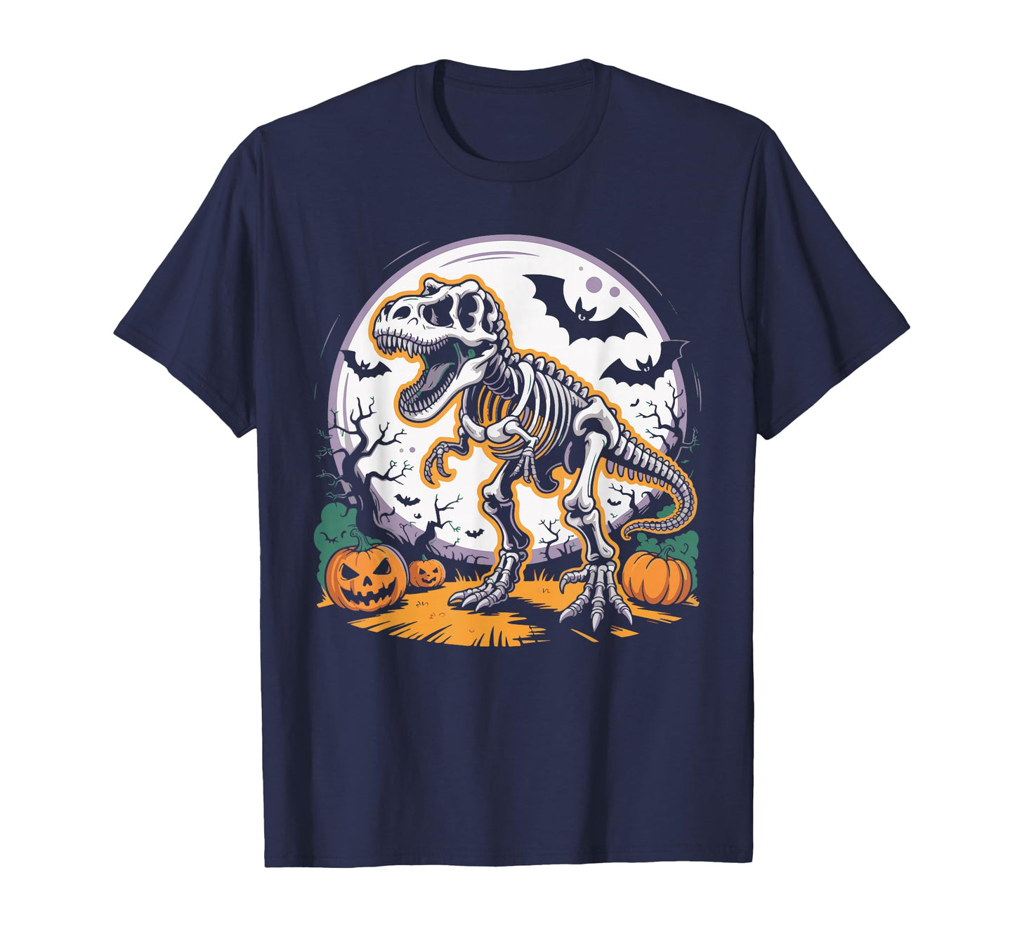 T Rex Skeleton Pumpkin Dinosaur Spooky Halloween Costume T-Shirt