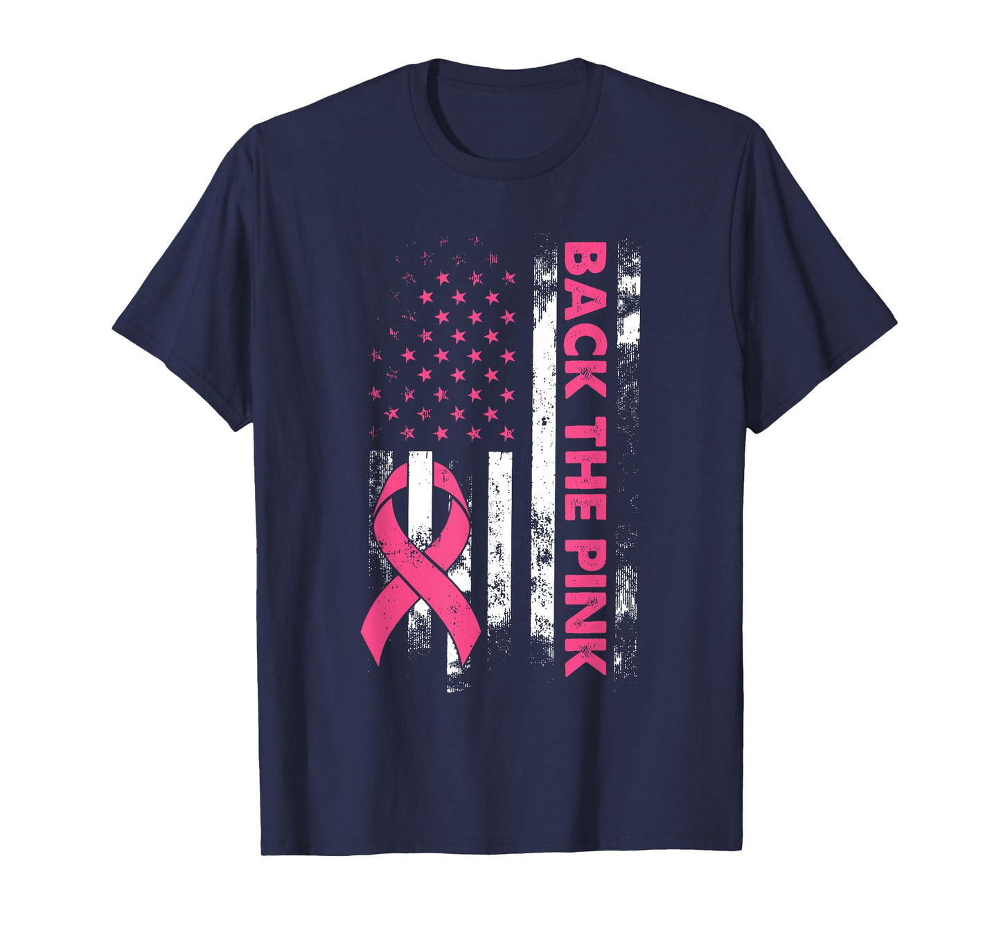 Back The Pink Us Flag Breast Cancer Awareness Women Men Kids T-Shirt