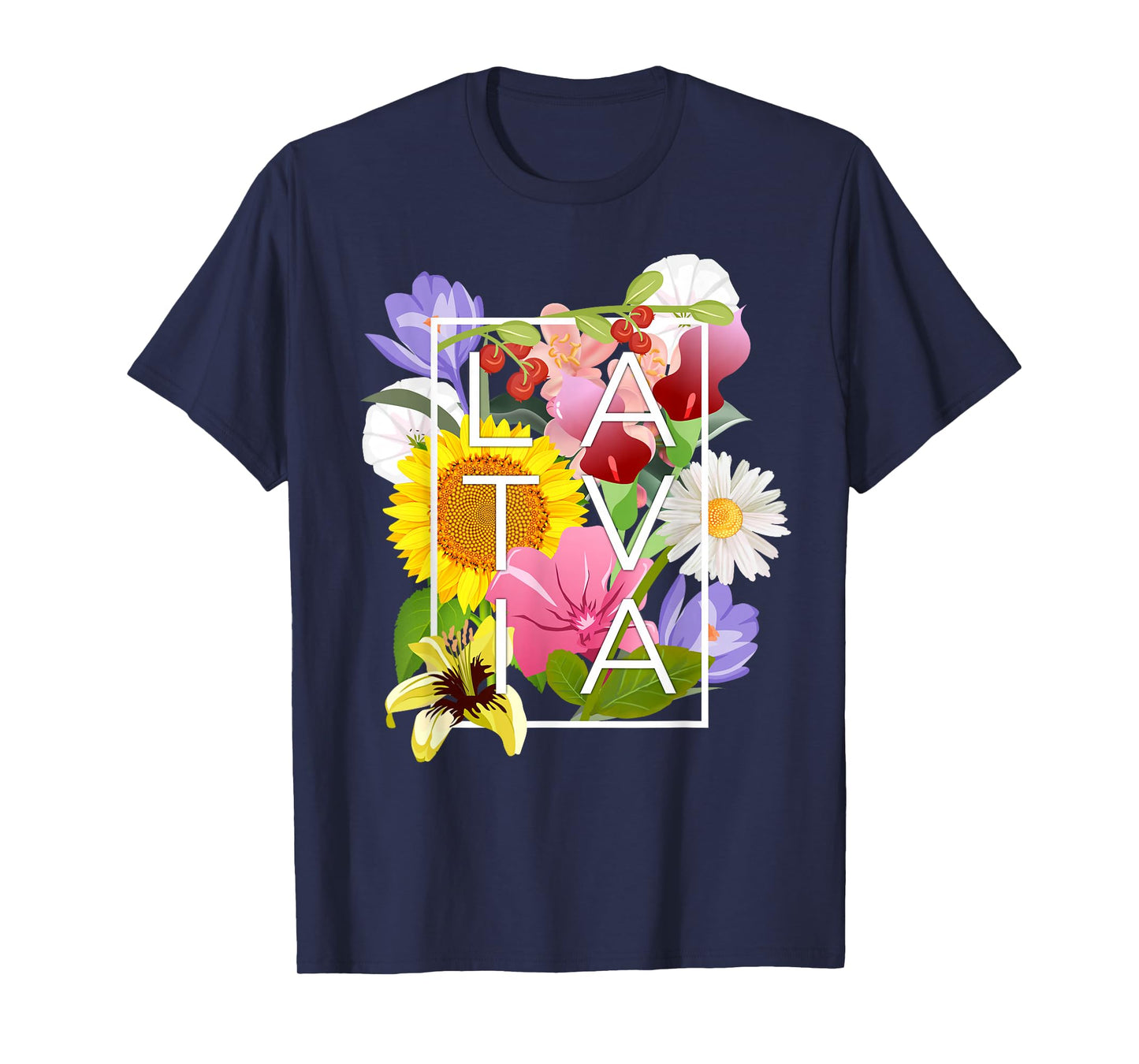 Flowers of Latvia Word Art - Latvian Pride T-Shirt